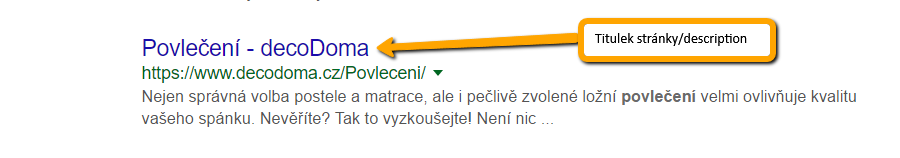 Titulek stránky ve výsledcích vyhledávání