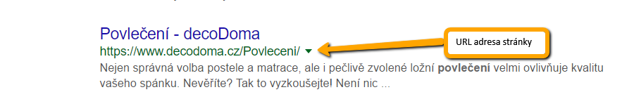 Podoba URL adresy ve výsledcích vyhledávání