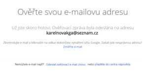 Google ověření e-mailové adresy