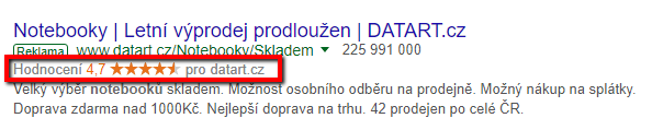 Rozšíření hodnocení prodejce