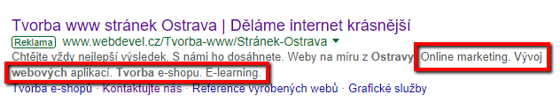 Rozšíření o popisky v Google Ads