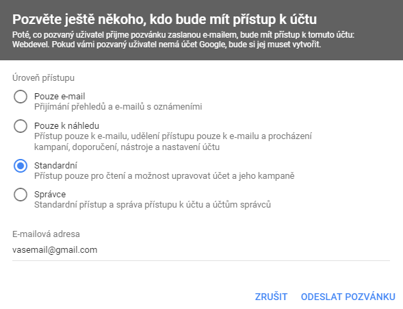 přístup google ads